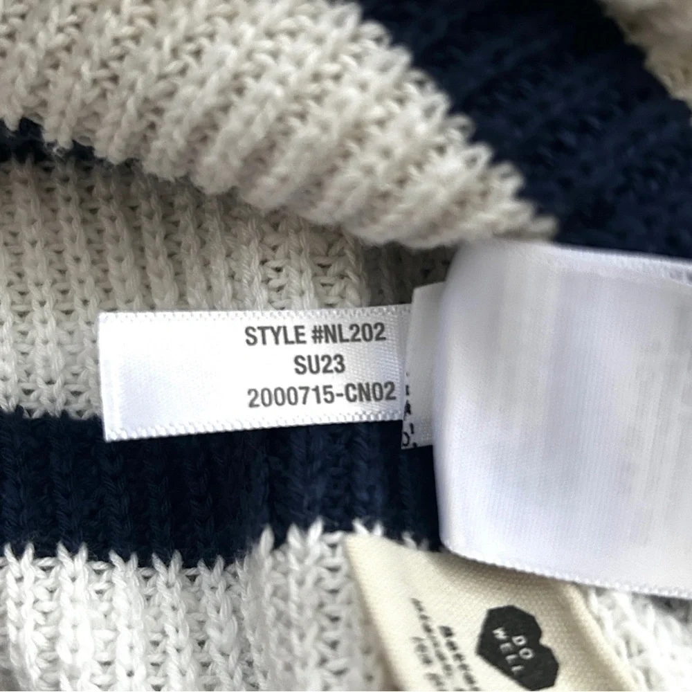 Madewell Striped V-Neck Button Front Cotton Cardigan | Small | Navy & Cream